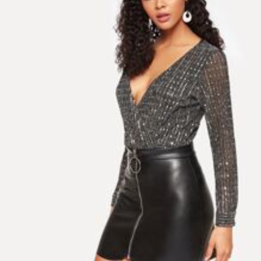 NWT Zip Up Asymmetrical Hem PU Skirt